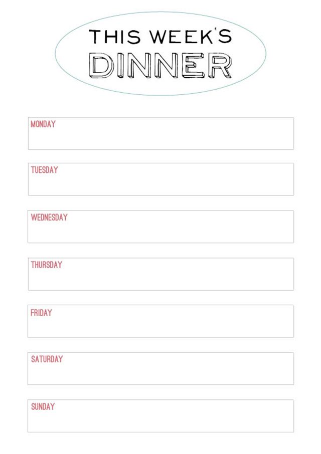 Weekly Meal Planner Template Word