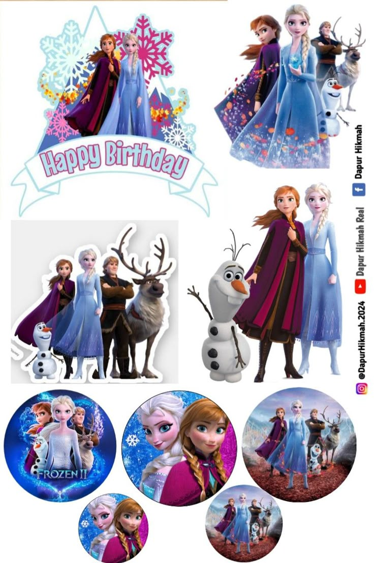 frozen princess birthday party supplies including stickers, plates and cupcake toppers