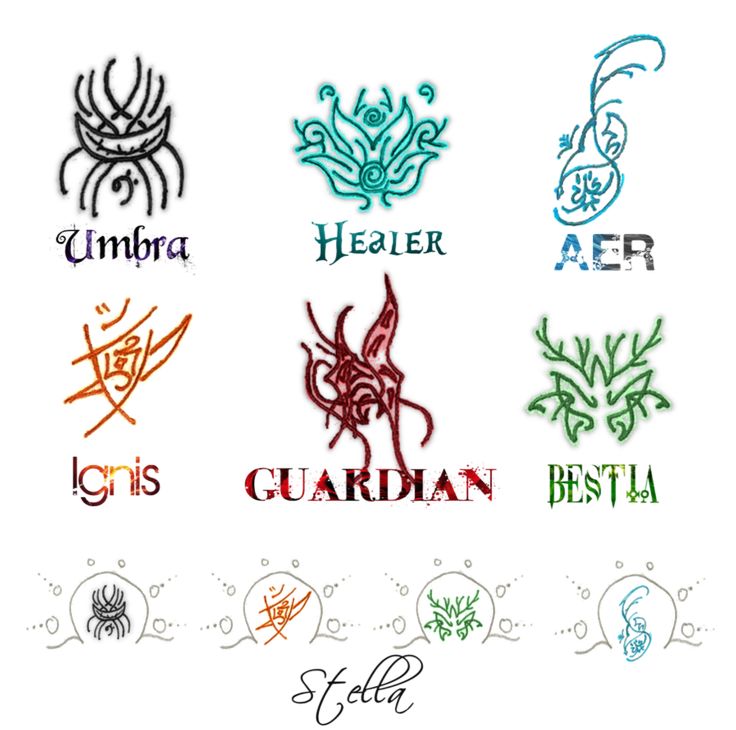 some type of logos with different colors and designs on them, including one for the logo