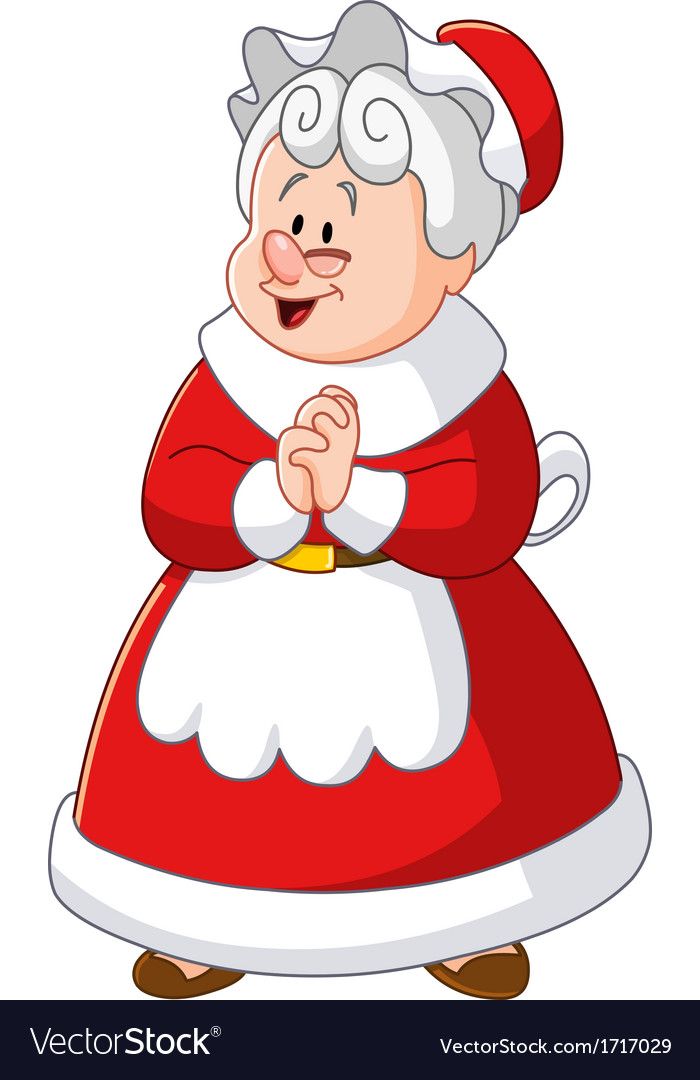 an old woman dressed as santa claus in red and white dress with her hands folded