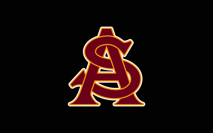 the maroon and gold logo is shown on a black background with red letters in it