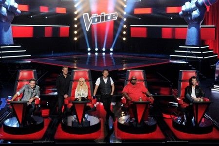 the voice contestants are sitting in red chairs