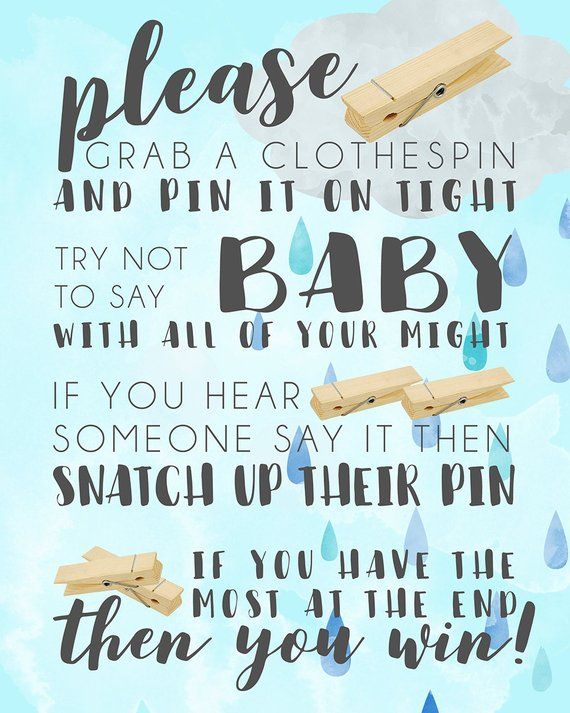 Don't Say Baby Clothespin Game, Printable Baby Shower Games, Baby ...