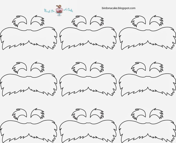 lorax mustache template straws | Next, melt the yellow candy melts according to package directions. Lorax Eyebrows And Mustache Template, Lorax Mustache And Eyebrows Template, Lorax Mustache Template, Dr Seuss Templates Free Printable, Lorax Template Free Printable, Lorax Svg Free, Lorax Cupcakes, Lorax Mustache, Beard Template