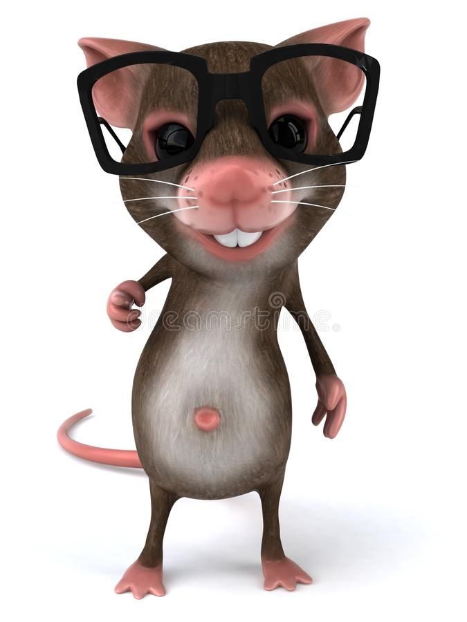 a cartoon mouse with glasses on it's head, standing in front of a white background