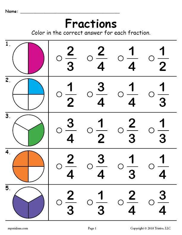 Printable Fractions Worksheet! | Fractions worksheets, 3rd grade math ...