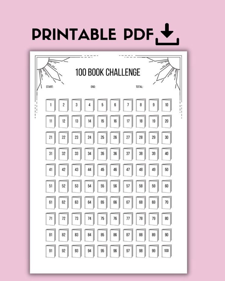 the printable book challenge is shown with an arrow pointing up to it's page