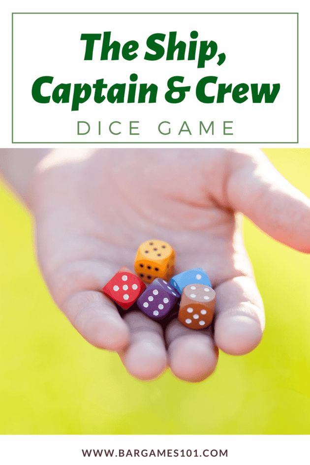 the ship, captain and crew dice game is shown in front of a child's hand