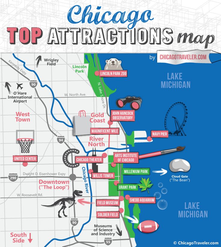 the chicago attractions map is shown