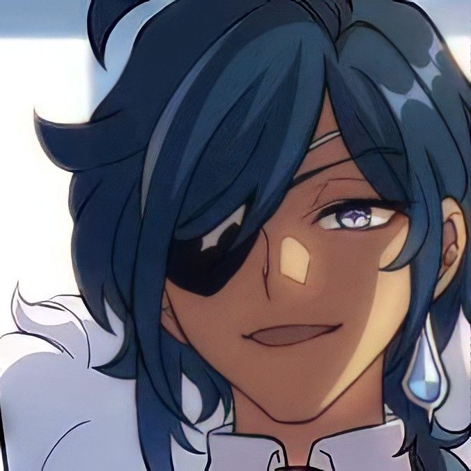 an anime character with blue hair wearing a white shirt