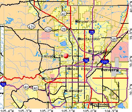 a map of the city of denver, with several streets marked in red and blue