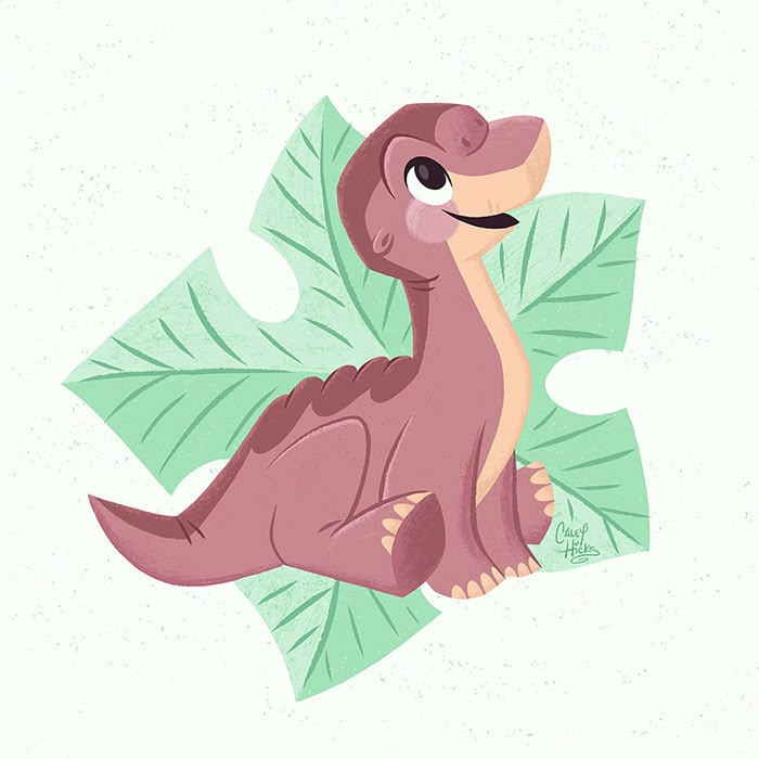 a pink dinosaur with green leaves on it's back