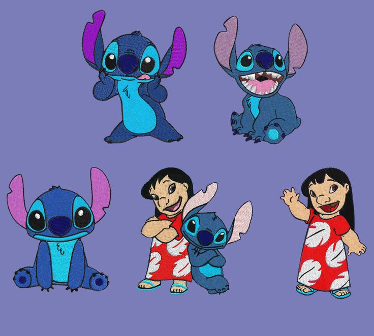 Lilo Stitch Embroidery Designs - Set of 5