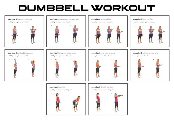 a woman doing dumbbell workouts with the words dumbbell workout written below her