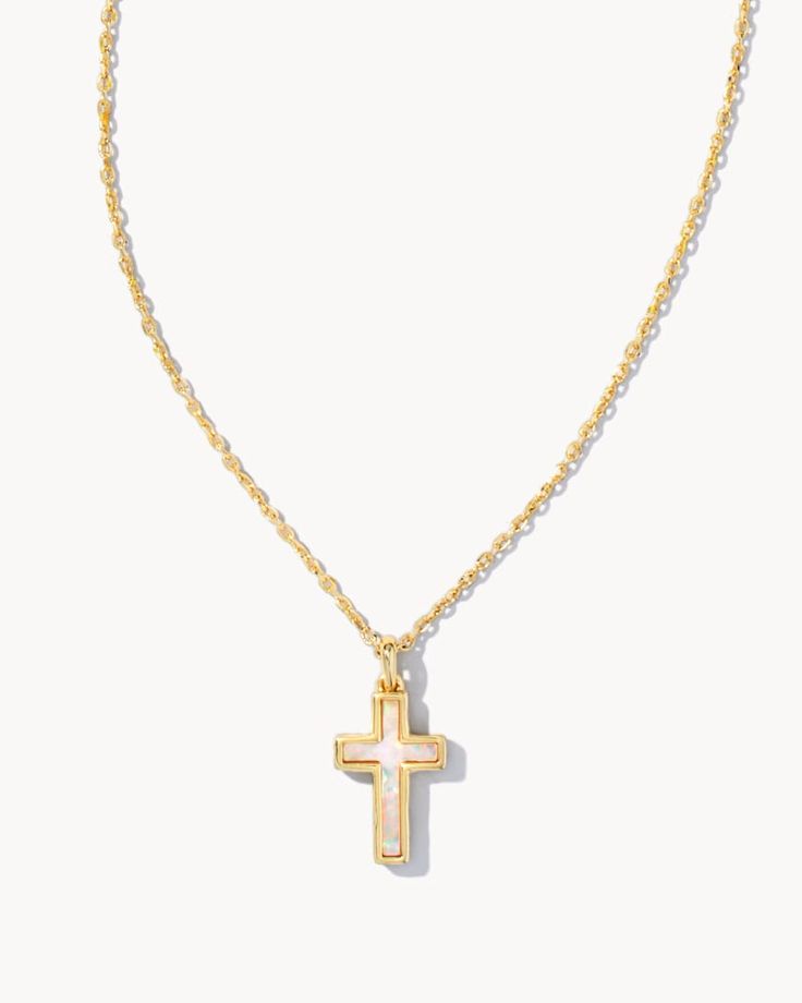 A personal reminder to add to your everyday collection. Keep a symbol of what's most meaningful to you close with the Cross Gold Pendant Necklace in White Kyocera Opal. Cross Gold, Preppy Jewelry, Kendra Scott Necklace, Jewelry Accessories Ideas, Gold Cross Pendant, Jewelry Essentials, Jewelry Lookbook, Gold Cross, Cross Pendant Necklace