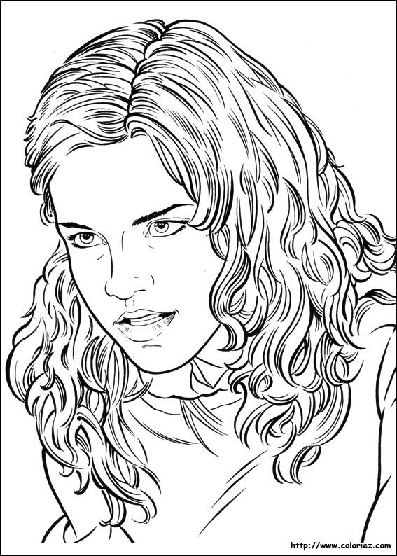 COLORIAGE - Coloriage Portrait d'Hermione | Harry potter coloring pages ...