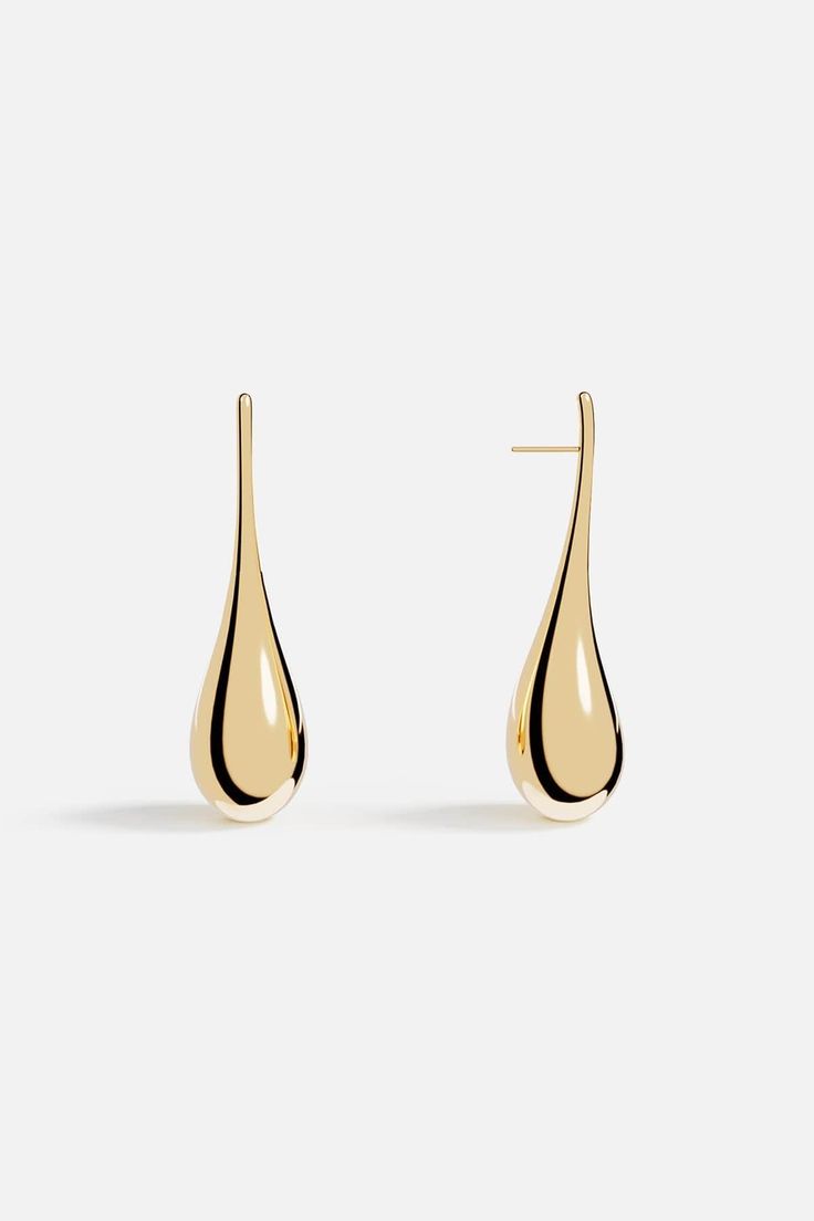 Long Drop Earrings - APM Monaco Formal Drop Shape Single Earring, Timeless Teardrop Polished Earrings, Timeless Teardrop Earrings With Polished Finish, Minimalist Gold-plated Earrings With Polished Finish, Minimalist Gold Plated Earrings With Polished Finish, Yellow Gold Teardrop Earrings For Formal Occasions, Modern Gold Sterling Silver Earrings, Modern Gold-colored Sterling Silver Earrings, Hallmarked Drop Earrings