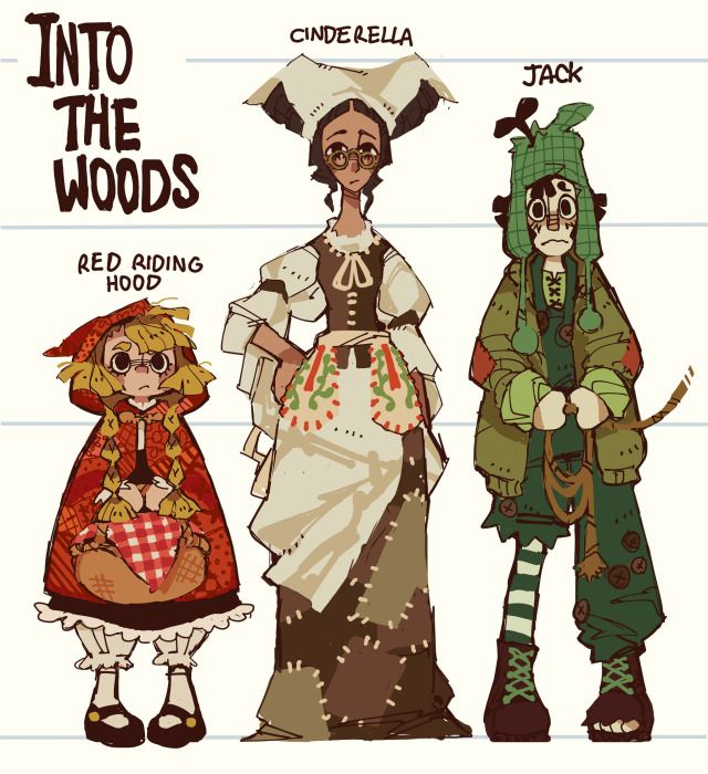 an image of three people dressed up as characters from the animated movie into the woods