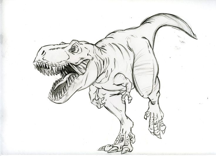 a drawing of a dinosaur with its mouth open