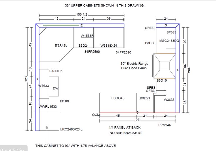 an architectural drawing of a kitchen with the measurements for the cabinets and countertop area