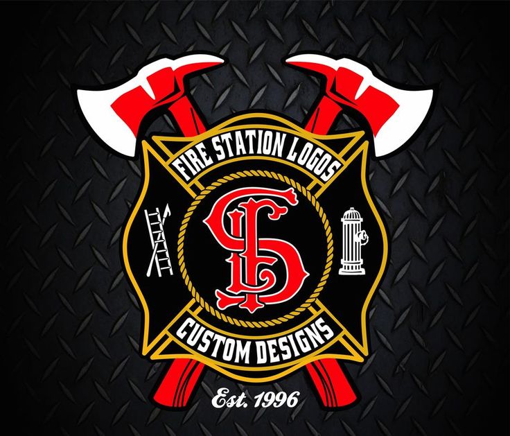 fire station logo with two axes and the number five on it's back side