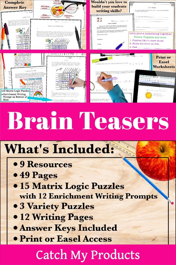 Enrichment Activities for Gifted Students Brain Teaser | Brain teasers ...