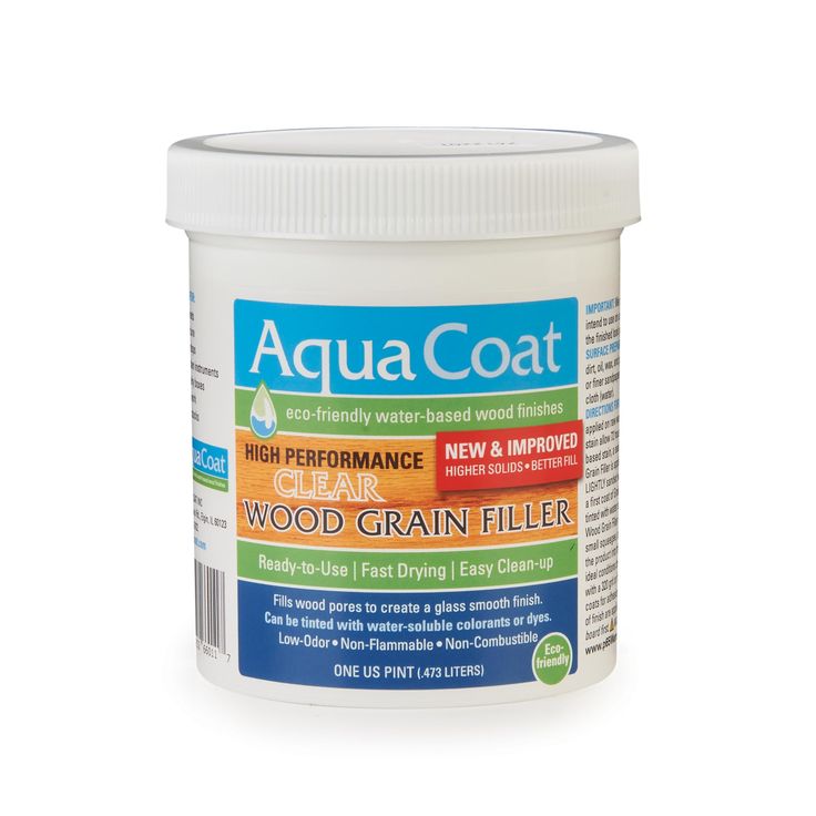 a jar of aquacoat wood grain filler