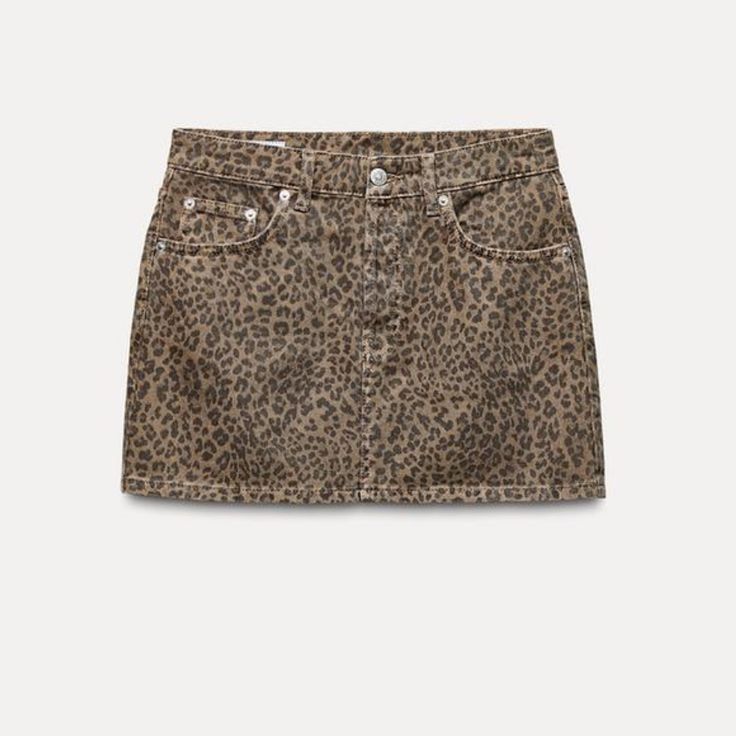 Zara Leopard Animal Print Denim Skirt I Cut Off The Tag But Have Not Worn Size Small Casual Brown Zara Mini Skirt, Zara Brown Casual Mini Skirt, Zara Brown Mini Skirt For Spring, Zara Denim Skirt For Fall, Casual Zara Denim Skirt For Fall, Zara Casual Denim Skirt For Fall, Cheetah Print Clothes, Zara Mini Skirt, Preppy Makeup