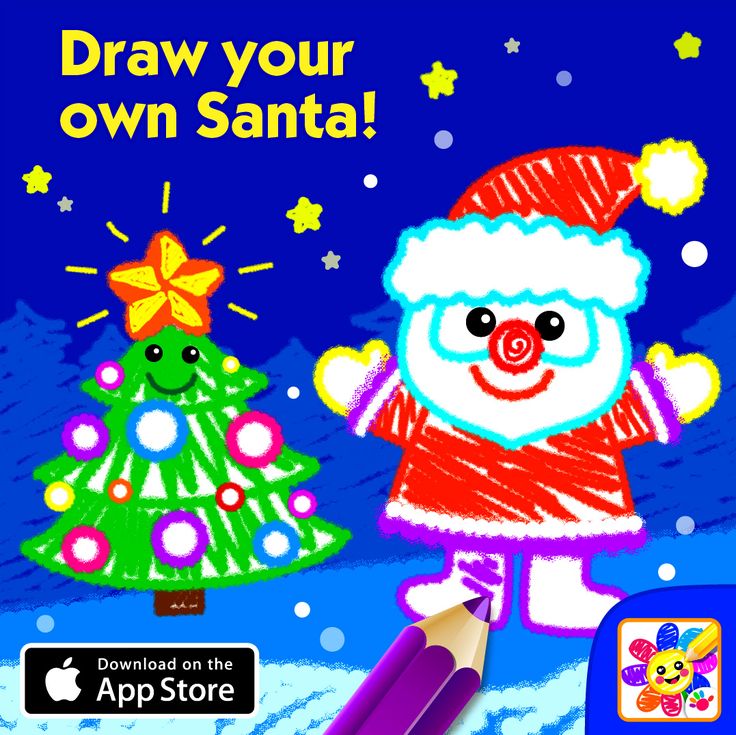 a drawing book with santa and christmas tree