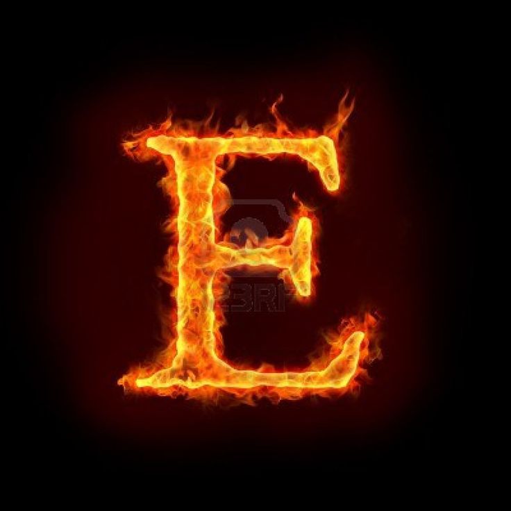 the letter e is made up of fire