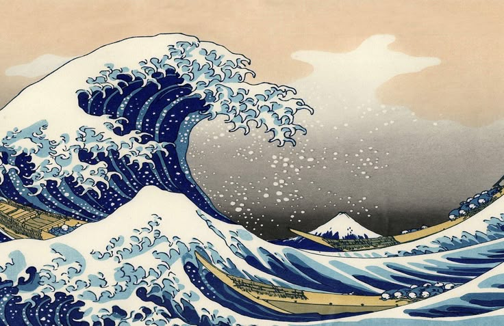 the great wave is depicted in this painting