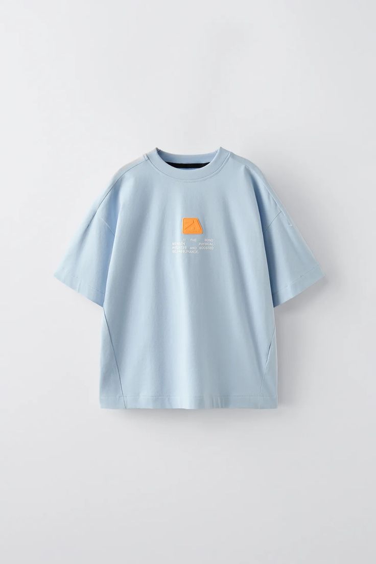 LABEL T-SHIRT - Light blue | ZARA United States Waistcoat Dress, Text Print, Cargo Shirts, Trench Jacket, Shirt Blouses Tops, Cardigan Sweater Dress, Cardigan Sweater Jacket, Leather Shirt, T Shirt Vest