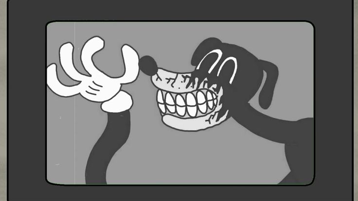 an animated image of a creepy looking dog with teeth and mouth wide open to the viewer