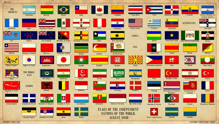 the world's flags are shown in different colors, sizes and shapes on parchment paper