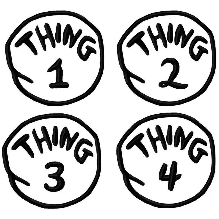 four dr seuss thing 1, 2, 3 and 4 are in the same circle