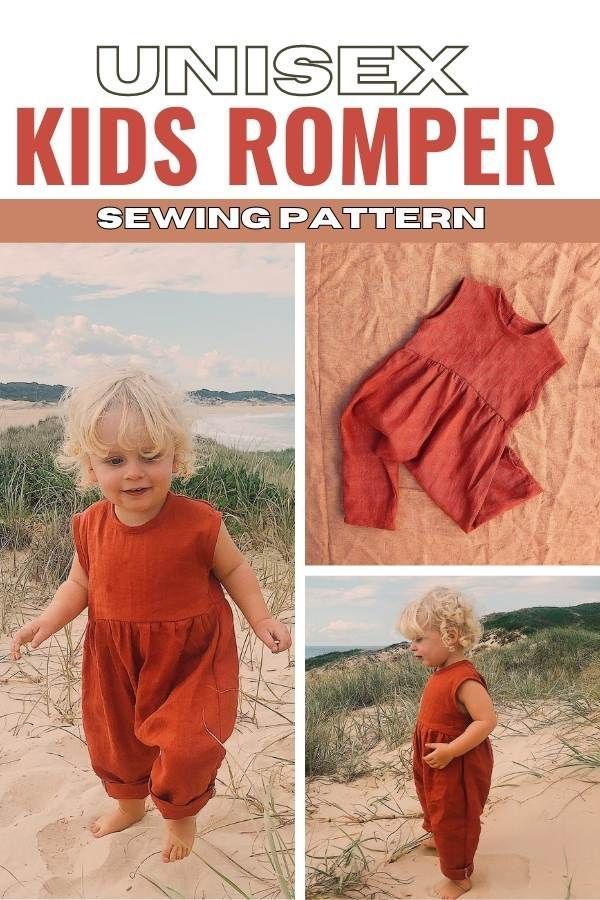 Unisex Kids Romper sewing pattern (Newborn to 5/6 years). This is a real crowd favourite! It's slouchy, it's oversized and its beautiful. Inspired by the Vintage 90's style rompers, you can make it yourself using fabrics like linens, cottons and even jersey. The romper is super cute, has a vintage feel, and is slightly oversized which gives it extra added style. SewModernKids.#KnittingForKids#HandmadeChildrensClothes#DIYKidsFashion#KnitwearForKids#KidsKnitFashion#KnittingPatternsForKids#KnittedKidsWear#ChildrensKnitwear#KidsFashionKnits#KnitForLittleOnes 2t Sewing Patterns, Free Kids Romper Sewing Pattern, Free Child Sewing Patterns, Newborn Clothes Patterns Free, See Your Own Clothes, Easy Sewing Baby Projects, Sewing Patterns Linen, Toddler Clothes Sewing Patterns, Baby Girl Patterns Sewing