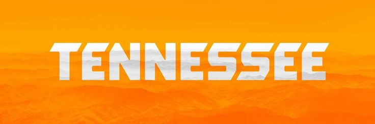 an orange and white photo with the word tennessee in it's center surrounded by mountains