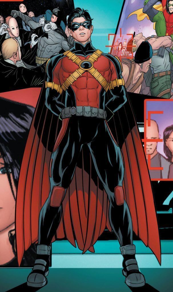 an image of a man in a red cape and black mask standing with his hands on his hips