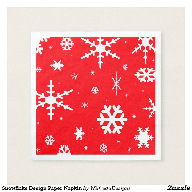 a red and white paper with snowflakes on it