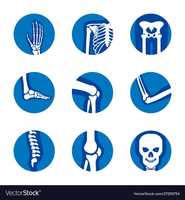 different types of medical icons in blue circles