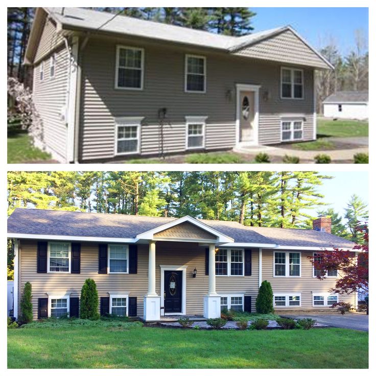 before and after pictures of a house in the same color as it appears on this page