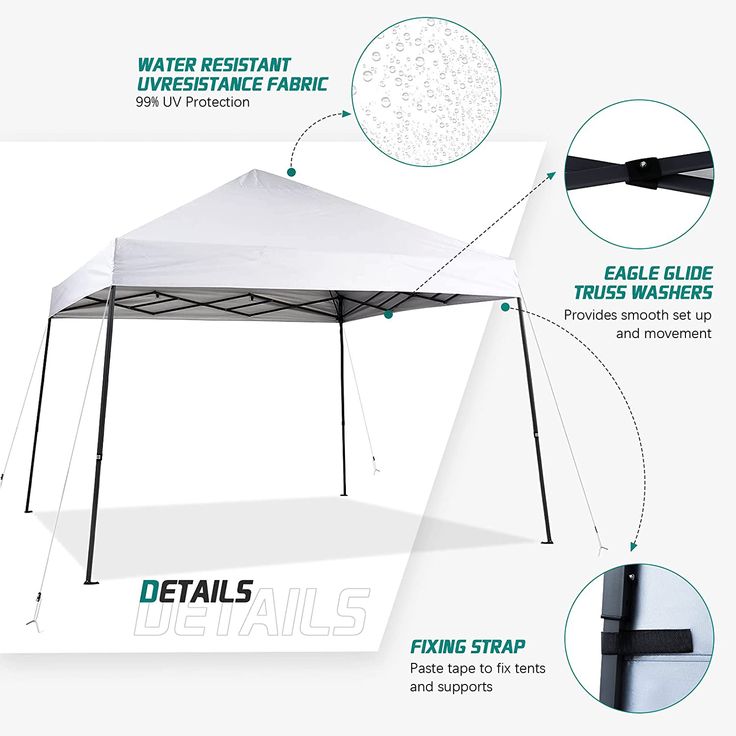 Enoah Outdoor Pop Up Canopy Tent, Easy Set-up 10' x 10' Base 8' x 8 ...