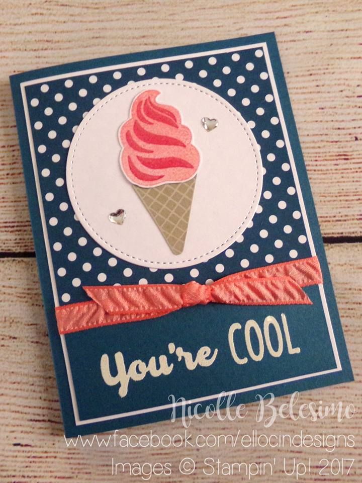 a card with an ice cream cone on it and the words you're cool