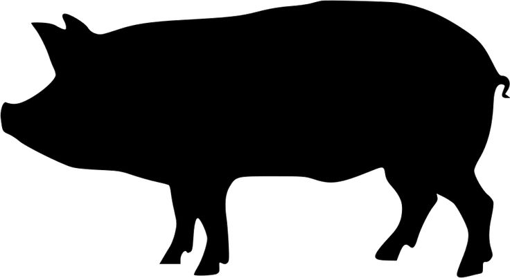 a black and white silhouette of a pig