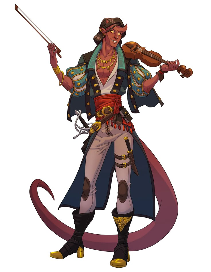 a man in pirate costume holding a violin