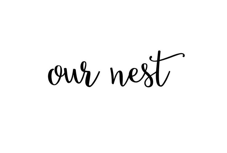 the word our nest written in black ink