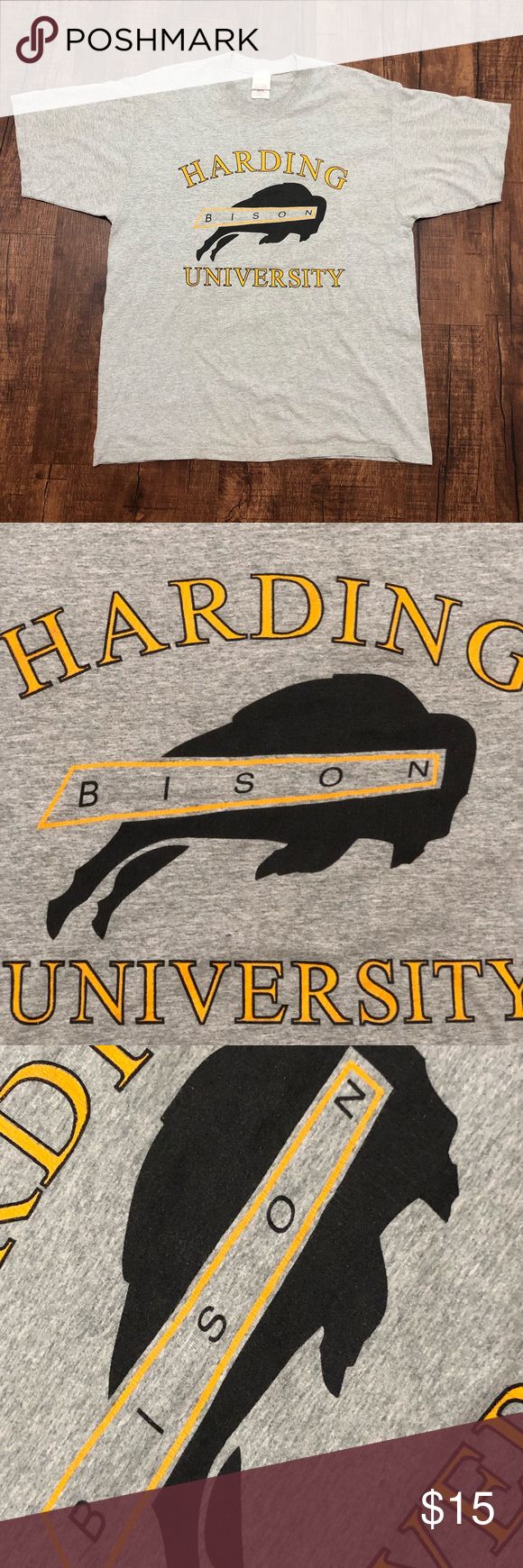 two t - shirts with the words,'harding university'and an image of a bear on it