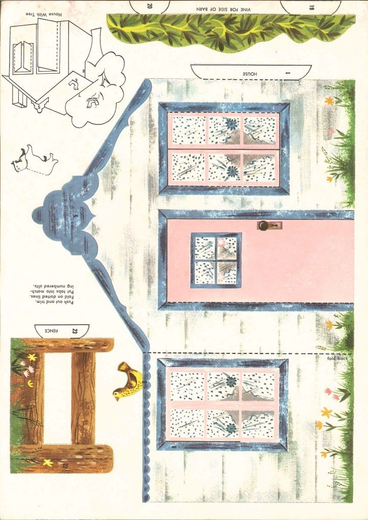 an old fashioned house with windows and shutters on the outside, in blue and pink