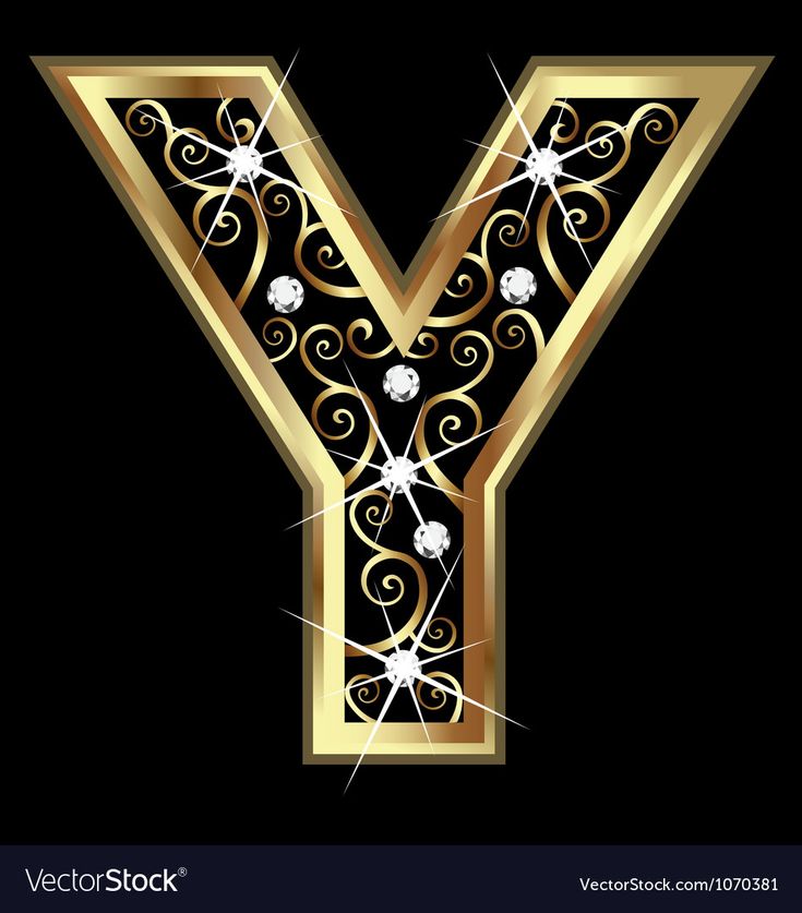 the letter y is decorated with gold and diamond accents on a black background stock photo, royalty