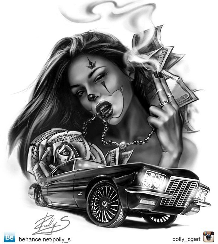 Photo Lowrider Arte, Lowrider Tattoo, Chicanas Tattoo, Catrina Tattoo, Gangsta Tattoos, Kunst Tattoos, Chicano Style Tattoo, Cholo Art, Lowrider Art